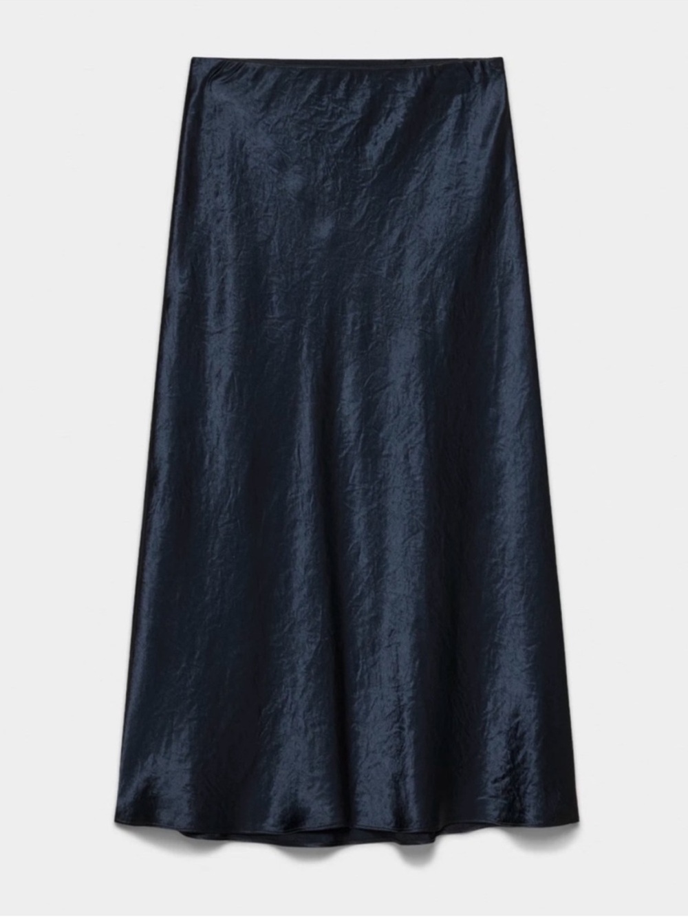Aritzia Babaton navy blue slip satin bias cut midi skirt pull on womens 2